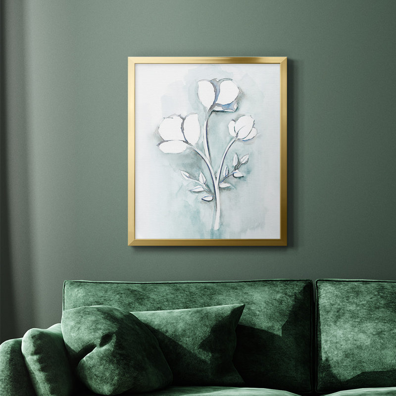 Toile encadrée de qualité supérieure bleu bohémien III - prête à être accrochée, Or, H 24 po x l 20 po
