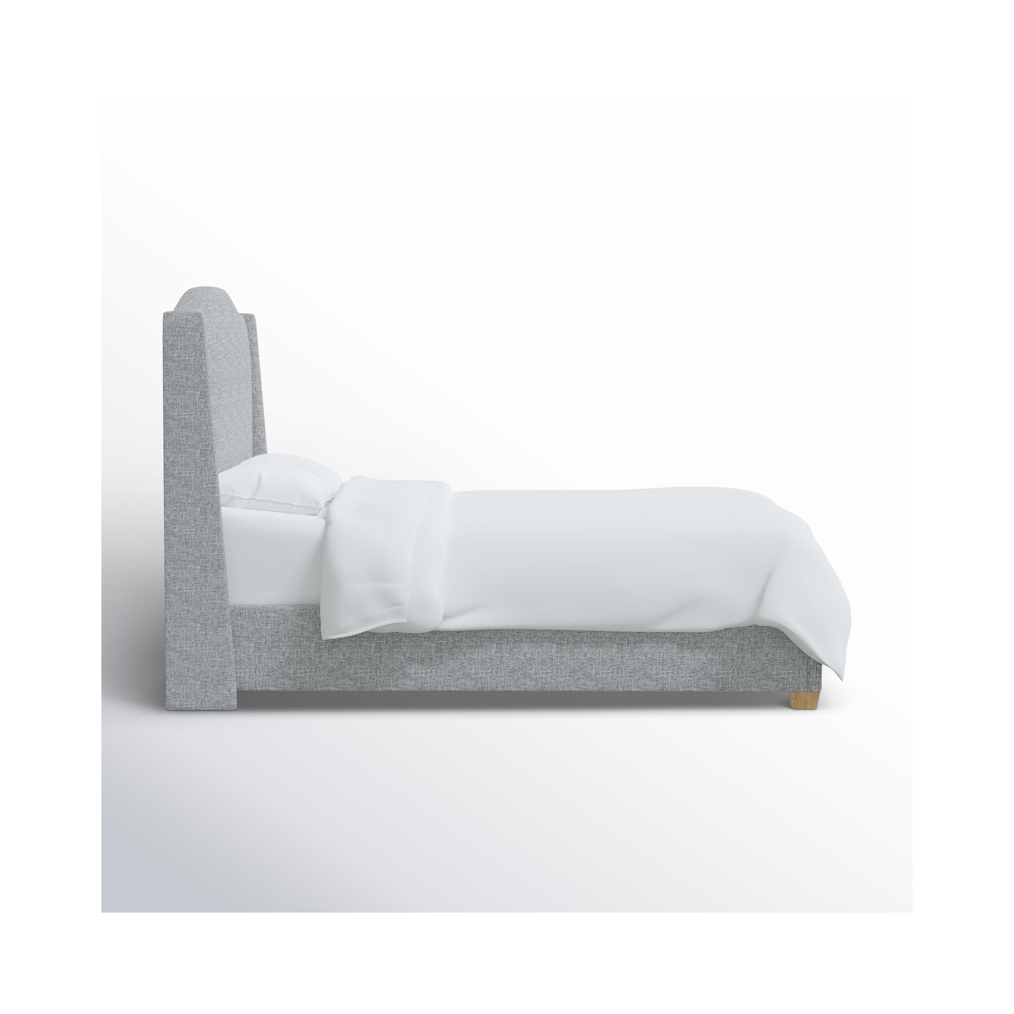 Allis Upholstered Wingback Bed, Zuma Pumice Textured Linen, Twin