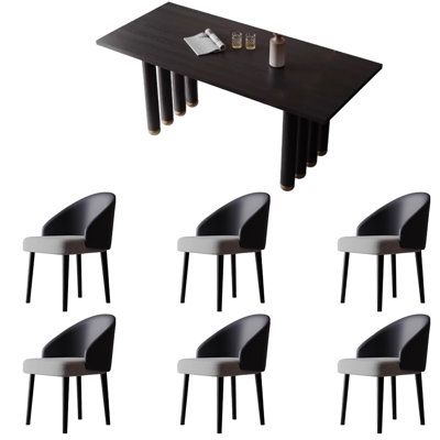Table et chaise en bois massif moderne et simple rétro