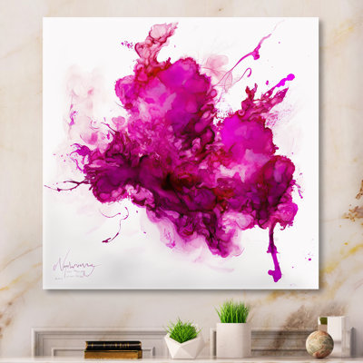 Viva Magenta Secret Wispers III - Abstract Liquid Ink Wall Art For Living Room