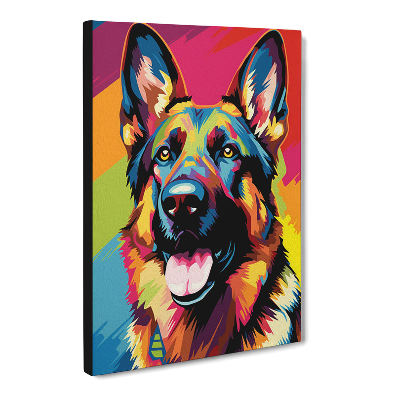 German Shepherd Pop No.2 - Wrapped Canvas, 60cm H x 40cm W x 3cm D