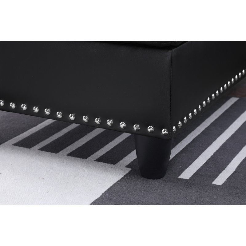 Canapé avec méridienne avec repose-pieds de 97,2 po de large Scherer, Similicuir gingembre