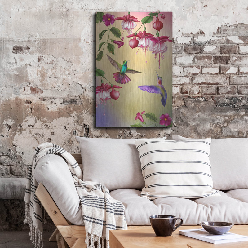  «Fuchsias Flag» par Jean Plout, art mural en métal, 24 po x 36 po, 24 po x 36 po