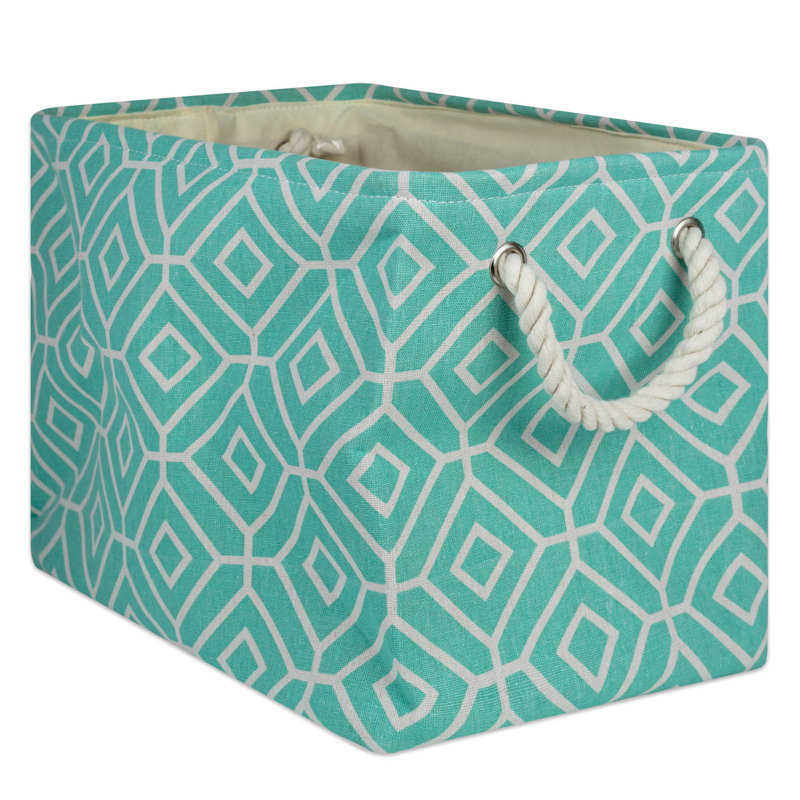Trule Amado Fabric Decorative Bin, 15" H x 12" W x 17.75" D, Aqua