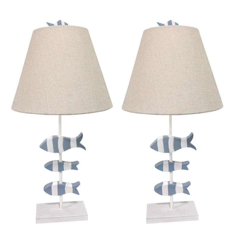 Aleyia Fish Blue/White Coastal Table Lamp
