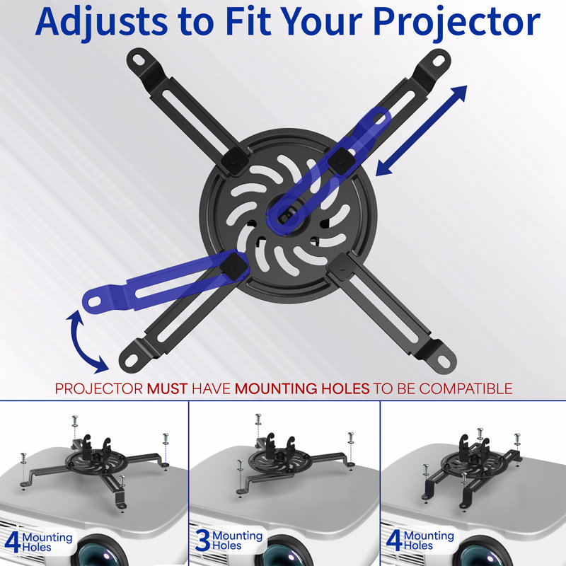 VIVO Universal Adjustable Ceiling Projector Theater Mount, MOUNT-VP01B, Black