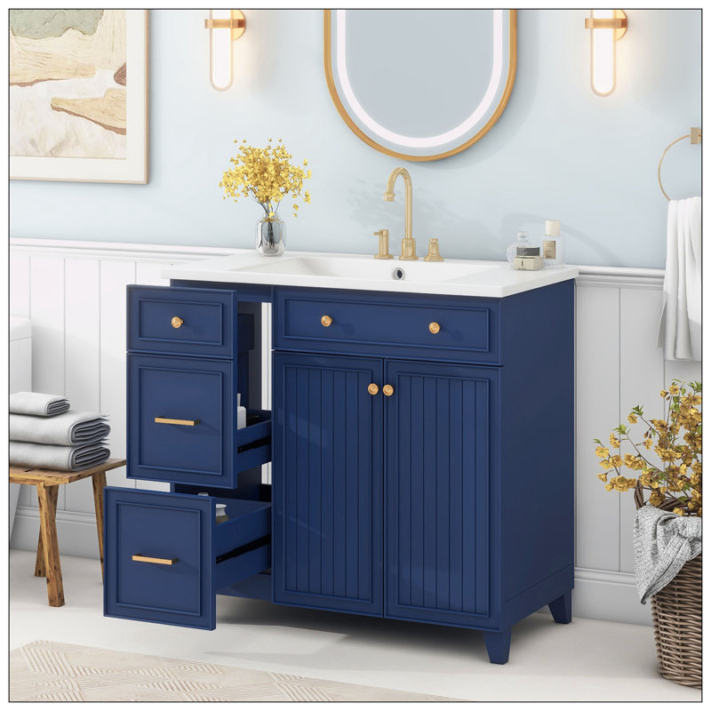 Meuble-lavabo 36 po, Bleu marine