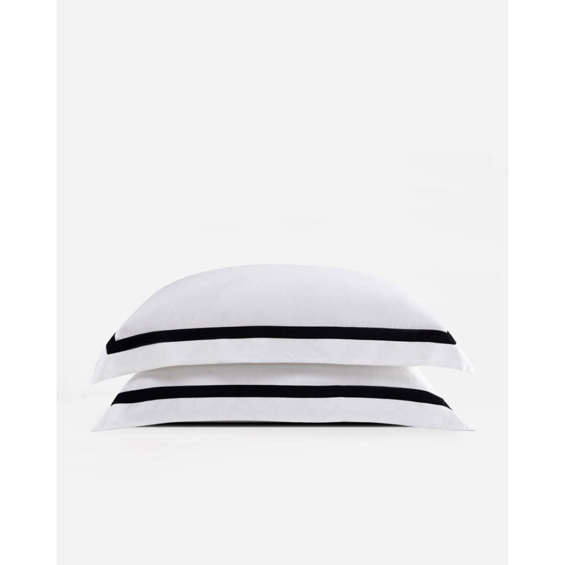 Frame Viscose From Bamboo Pillow Sham, White/Black, Standard