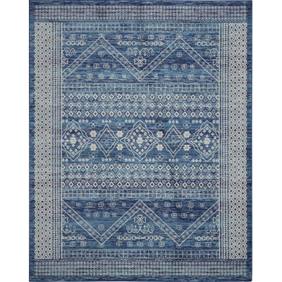 Tapis bleu marine intérieur / extérieur rectangulaire en polypropylène tissé à la machine