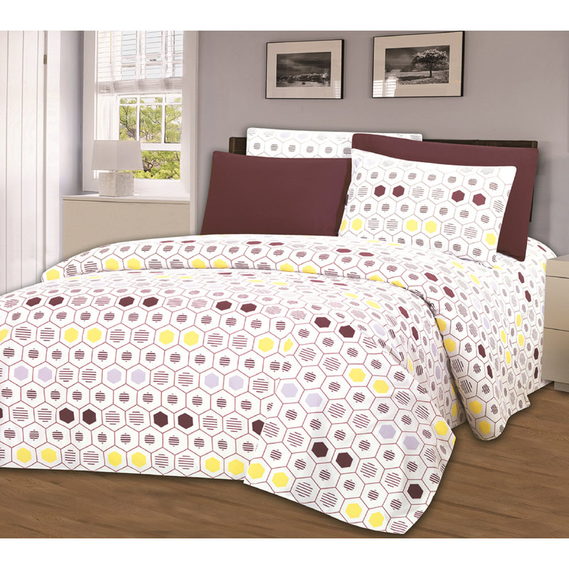  Ensemble de draps en microfibre géométrique, Double