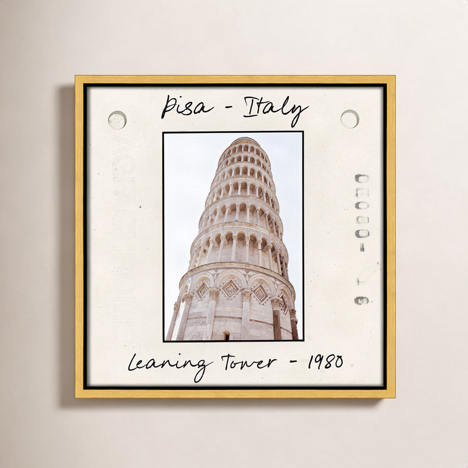 Ritona "Pisa, Italy - Leaning Tower" Print, Gold Floater Framed Canvas, 13.5" H x 13.5" W x 2" D