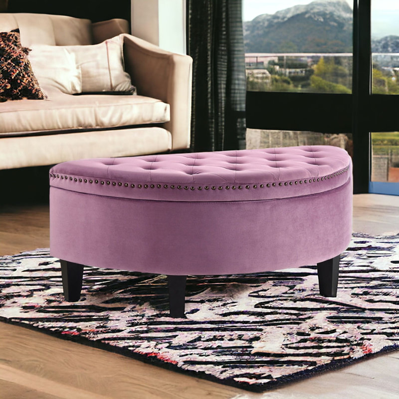 Rangement demi-cercle capitonné noir 44 po Venne, Mauve