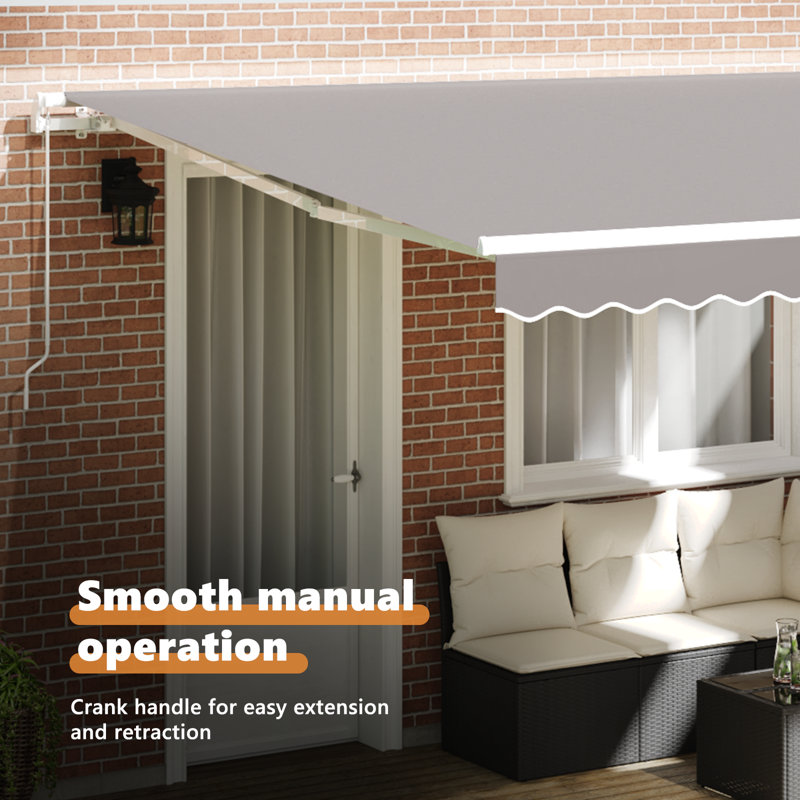 Brayden Studio Retractable Patio Awning, 400 cm W x 300 cm D, Grey
