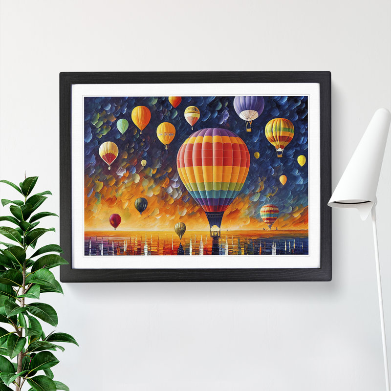 Colourful Hot Air Balloons Vol.1 - Print, Black Framed, 46cm H x 64cm W x 2cm D