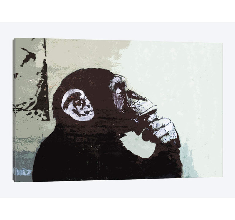 The Thinker Monkey 1 Piece Wall Art on Canvas, 101.6 cm H x 66.04 cm W x 1.91 cm D, No Frame