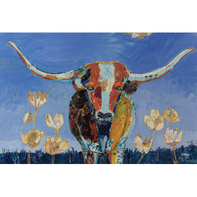 Skyline Longhorn - Wrapped Canvas Painting
