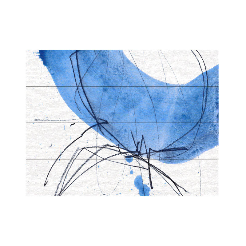 Iris Lehnhardt Blue Wood Slat Art, H 18 po x l 22 po