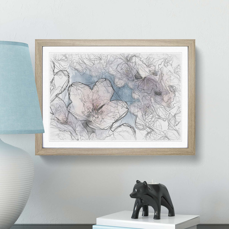 Cherry Blossom Tree in Spring in Abstract - Picture Frame Graphic Art Print, 27cm H x 36cm W x 2cm D, Oak Framed