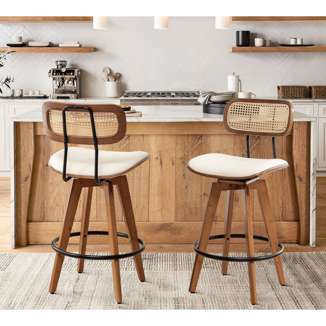 Sirine Swivel Vegan Leather Bar & Counter Stool (Set of 2) Bay Isle Home™ 