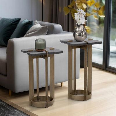Capella Style 24'' tall Steel Sled End Table Set