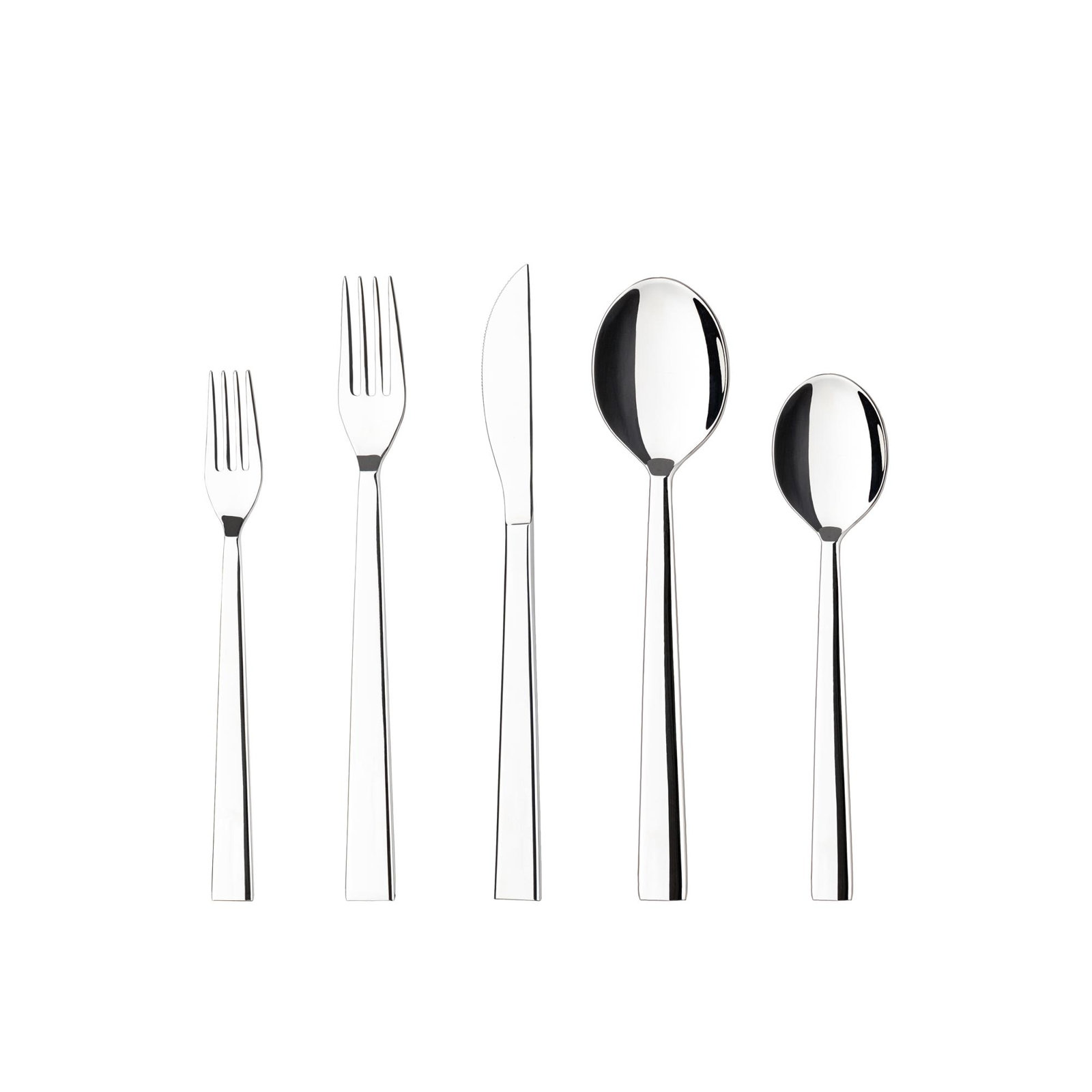 Sen Flatware Set - Service for 1, Polished Silver