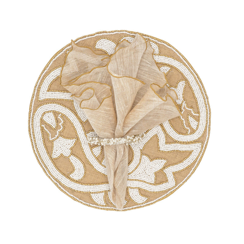 Ensemble de napperons 2 pièces Pisces, Beige / blanc