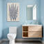 Plantes et fleurs, motif floral bleu sur toile crème