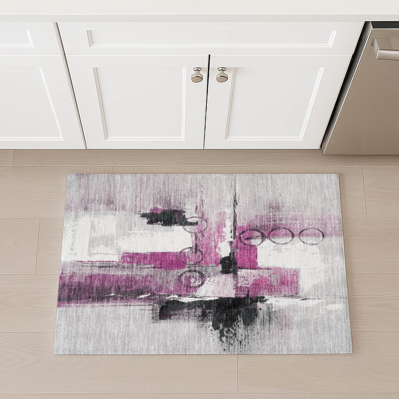 Tapis moderne intérieur / extérieur lavable à la machine ACN2751, Rose, 1 pi 8 po x 2 pi 6 po