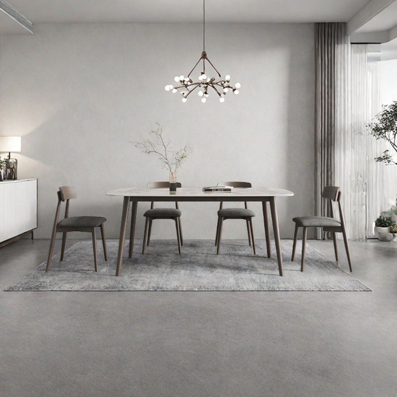 Rectangular solid wood rock slab dining table, 29.52"H x 55.11"L x 31.49"W