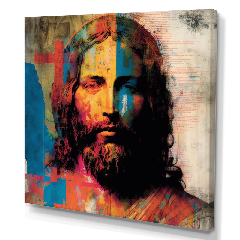 Pop Art Portrait de Jésus III, H 16 po x l 16 po x P 1 po, Toile tendue