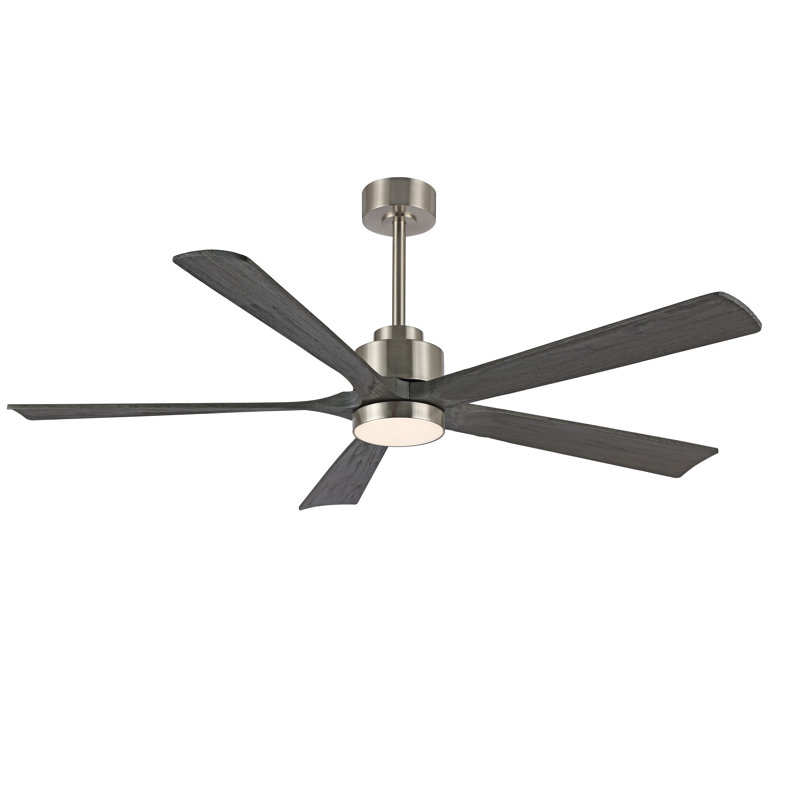 Ventilateur de plafond à DEL 5 pales Bascio, Nickel, Gris, H 20,5 po x l 60 po x P 60 po