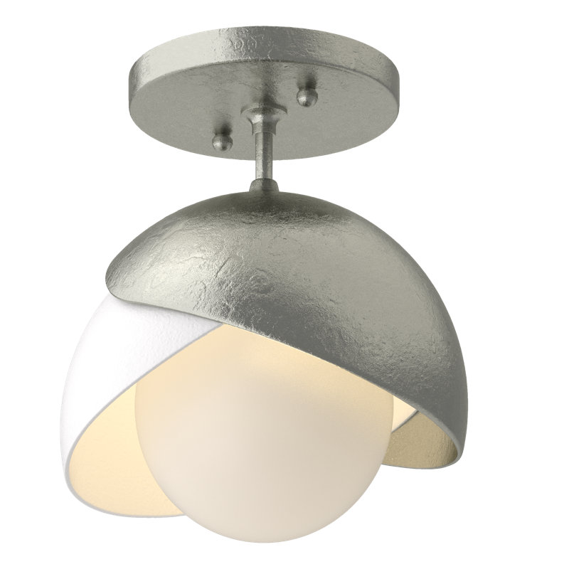 Brooklyn 1 - Light Double Shade Semi Flush Mount, Sterling, Sterling