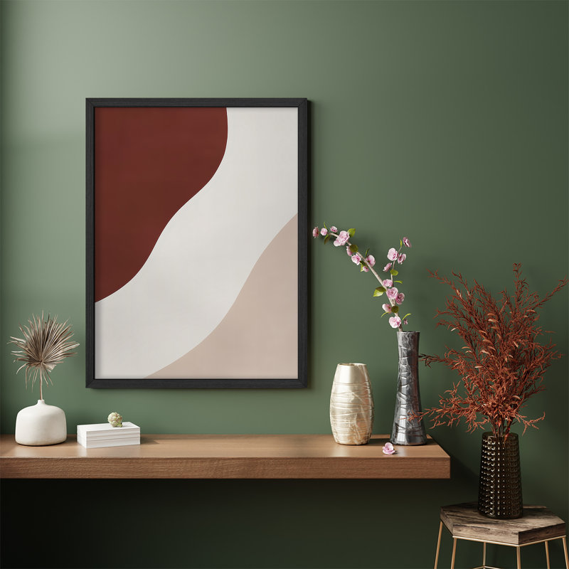 Reproduction d'art encadrée abstraite pour décoration intérieure moderne - 8 po x 10 po, H 10 po x l 8 po, Blanc
