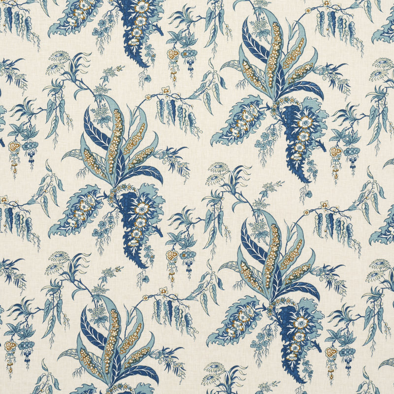 Apolline Botanical Fabric, Ciel/Marine