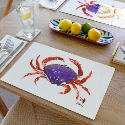 Napperon crabe Vermilion - ensemble de 4 décorations de cuisine côtière