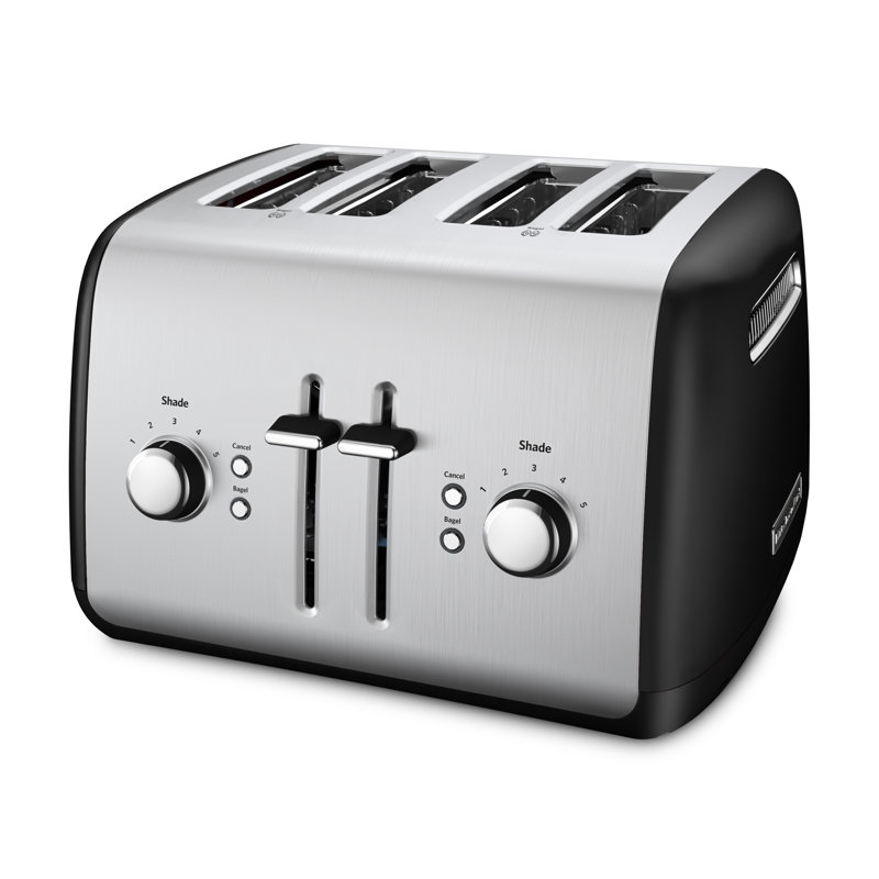 Grille-pain KitchenAid à 4 tranches avec boutons lumineux en noir onyx, Noir onyx