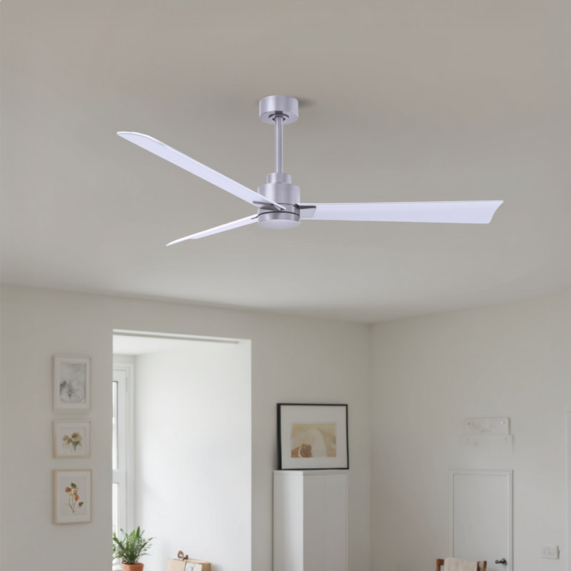 Ventilateur de plafond Alessandra, Blanc mat, Nickel brossé