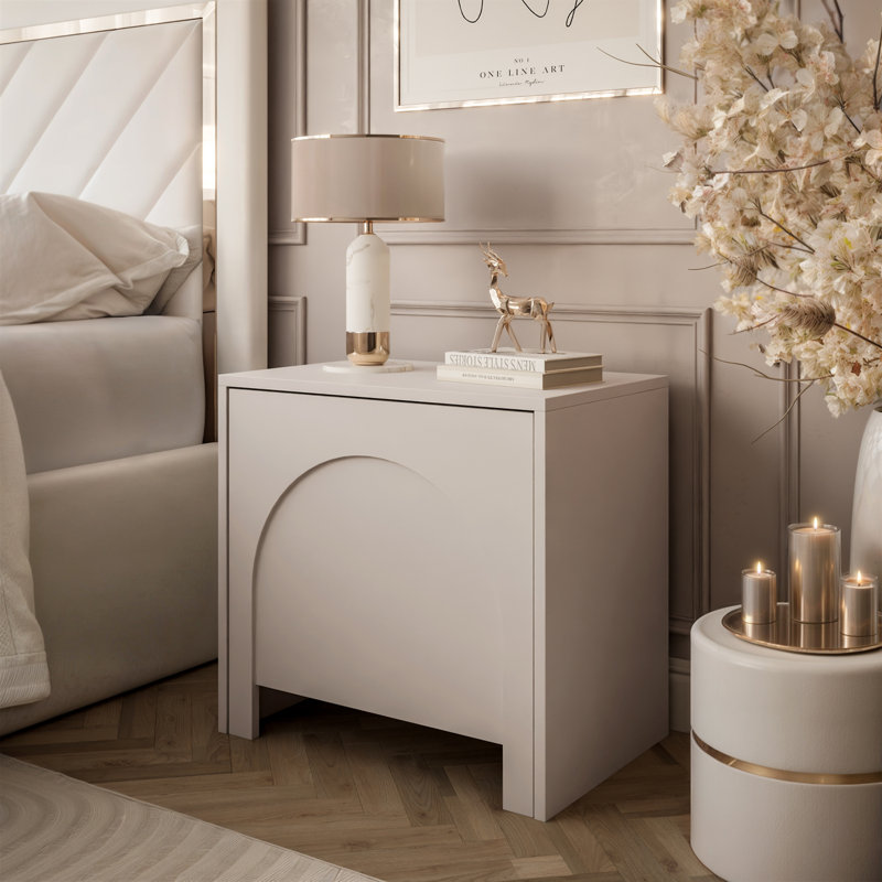 ARIADNA 54cm W Manufactured Wood Bedside Table, Cashmere
