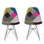 Fauteuils de café bohémiens colorés, structure en fer et sièges rembourrés de siège 2 pièces, dossier confortable à motif géométrique