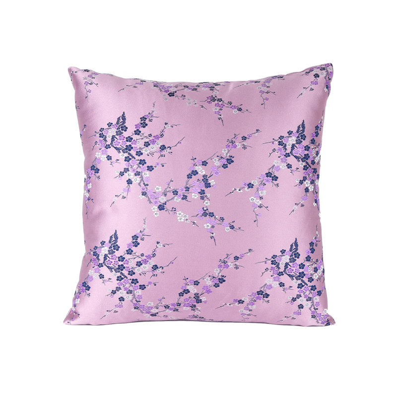 Coussin Brocade, fleur de cerisier rose mauve