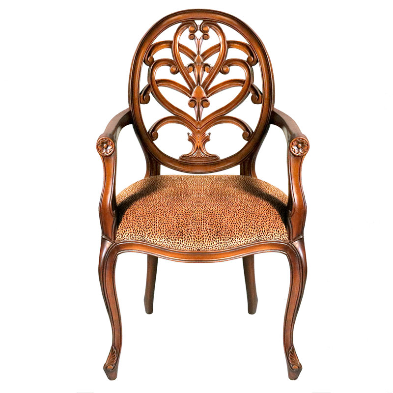 Fauteuil Louis Louis, Velours de bois brun moyen / coton / polyester