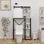 Armoire de rangement au-dessus de la toilette, tablettes de salle de bain au-dessus de la toilette avec porte de grange coulissante, tablettes réglables et support de rangement latéral - blanc