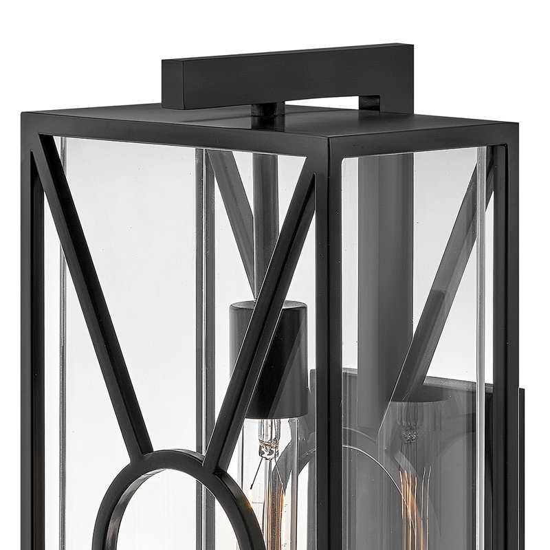 Brixton Outdoor Wall Mount Lantern - Clear Mitered Glass, Composite, 18.75" H x 8.75" W x 7" D, Black
