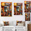 Chaos tribal abstrait bleu minimaliste - Masque africain, art mural salon-636566369-636566371
