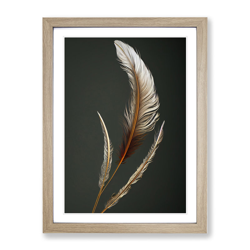 Angel Feathers - Wall Art, 34cm H x 25cm W, Oak Framed