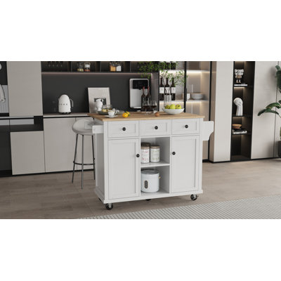 3 Drawers Kitchen Island Cart For Dinning Room by Winston Porter