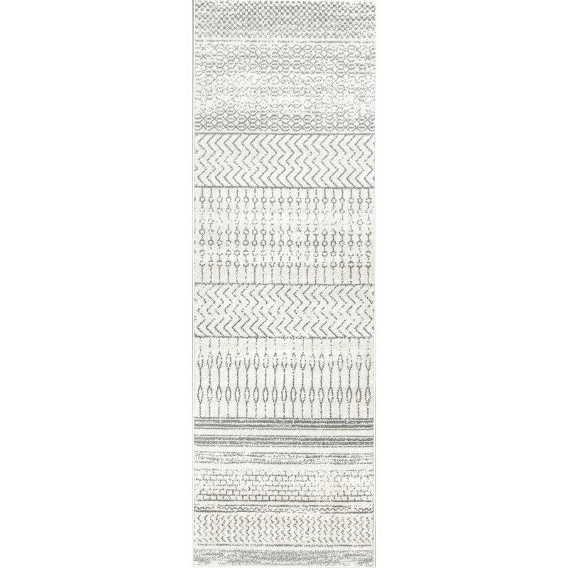Jacore Striped Area Rug for Living Room Bedroom Dining Room Kitchen, Grey/Off White, Runner 2'6" x 10'