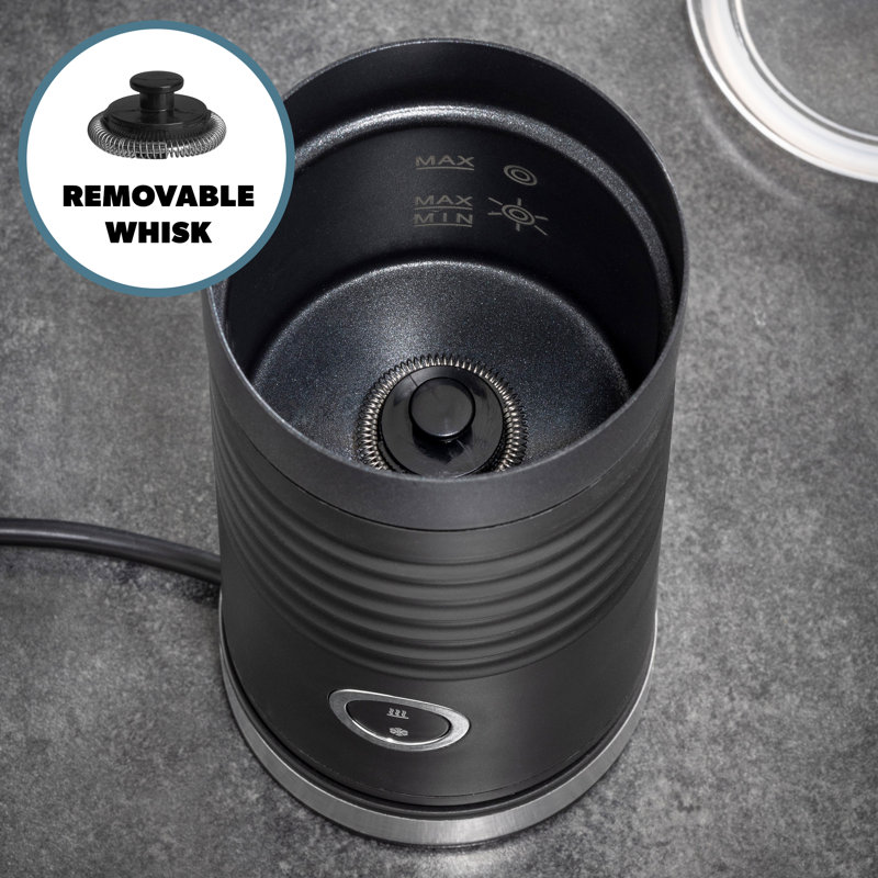 Daewoo Electric Milk Frother Steamer Heater Jug Cold Warmer For Cappuccino Latte, Cold 4-in-1 Black