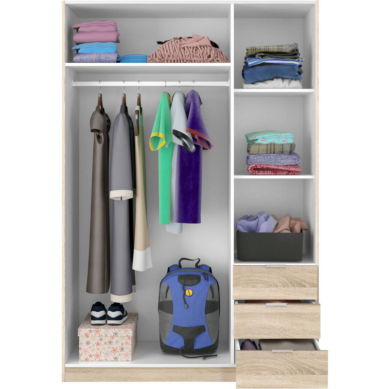 Casina 3 Door Manufactured Wood Wardrobe, Brown