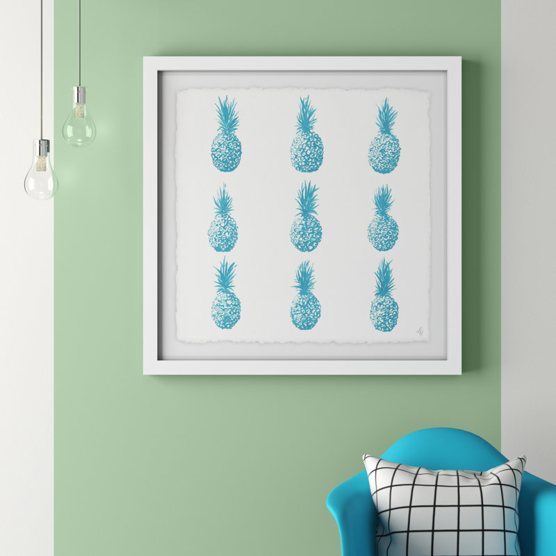 Boell «Pineapple», reproduction encadrée, H 32 po x l 32 po x P 1,5 po